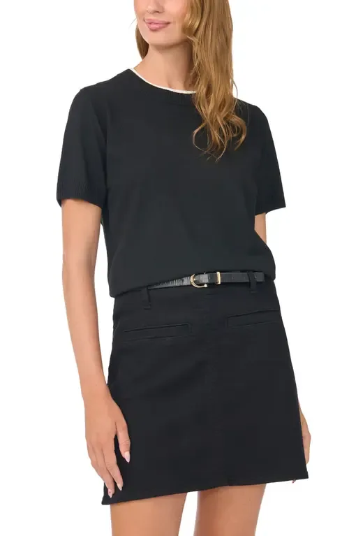 Contrast Detail Short Sleeve Sweater by Vince Camuto