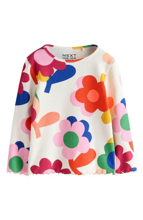 Bright Floral Print Long Sleeve Rib T-Shirt by NEXT