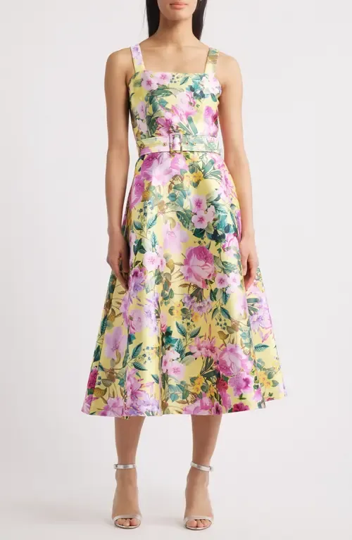 Floral Belted Fit & Flare Midi Dress by Julia Jordan
