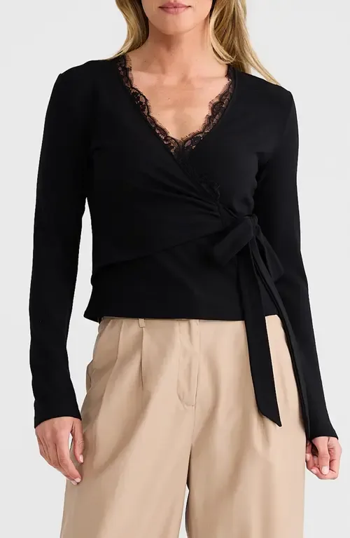 Brigitte Lace Trim Wrap Top by Brave+True
