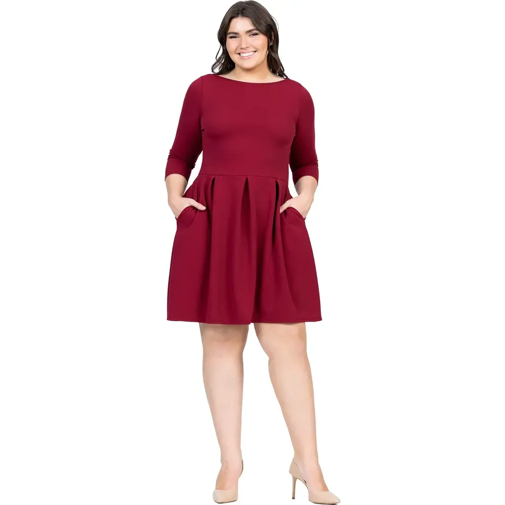Perfect Fit and Flare Pocket Dress by 24seven Comfort Apparel