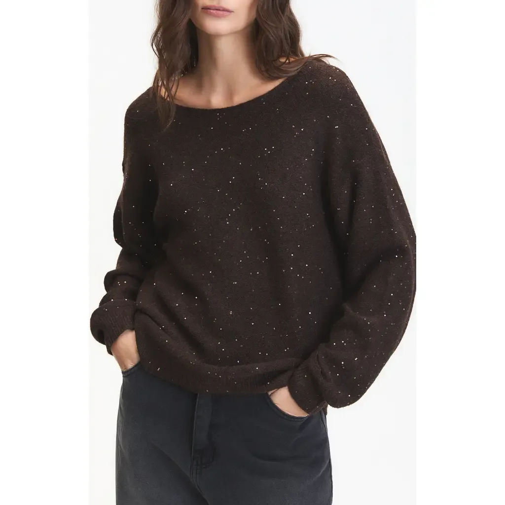 Catalpa Sequin V-Back Sweater by DELUC