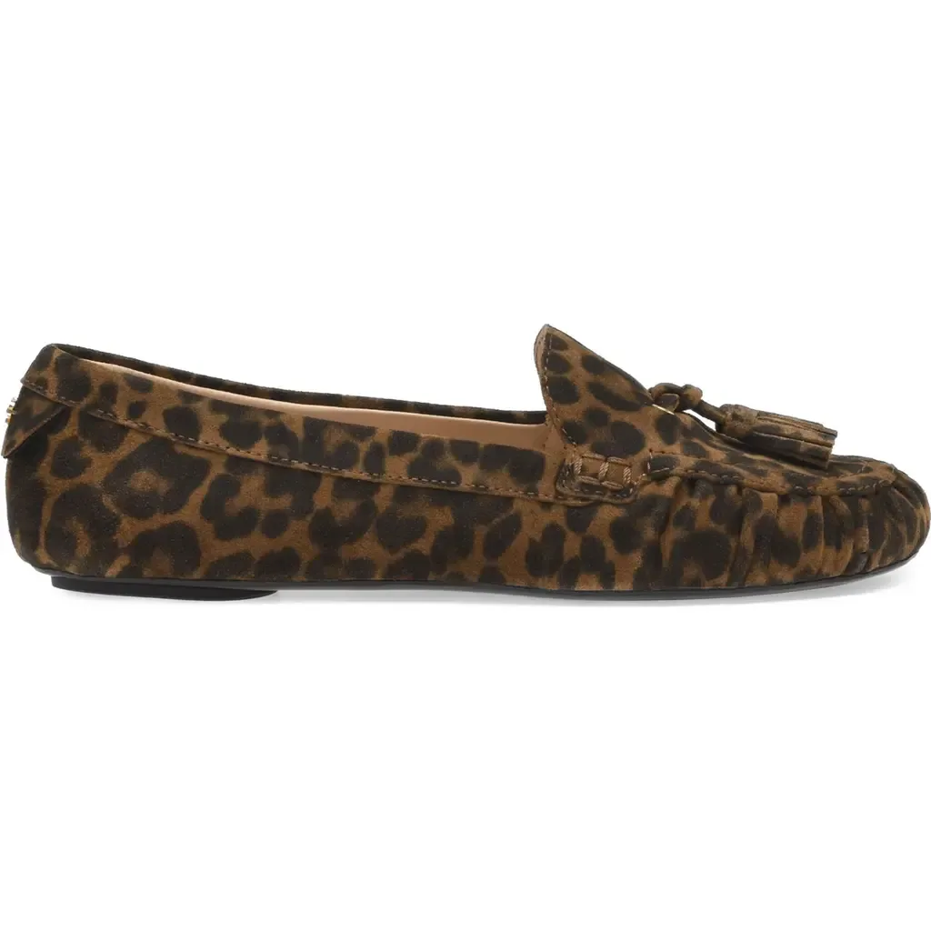 Thèa Mocassin in Leopard Suede Leather by Gianvito Rossi