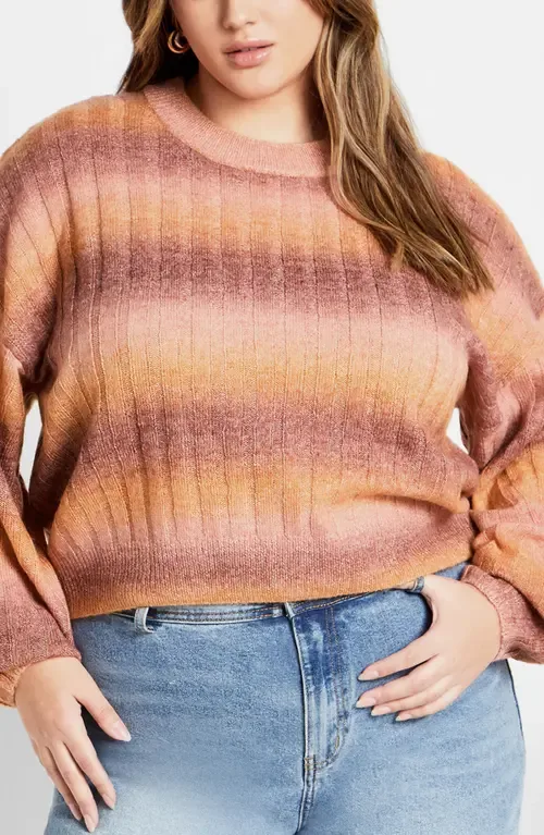 Shay Ombré Stripe Rib Sweater by City Chic