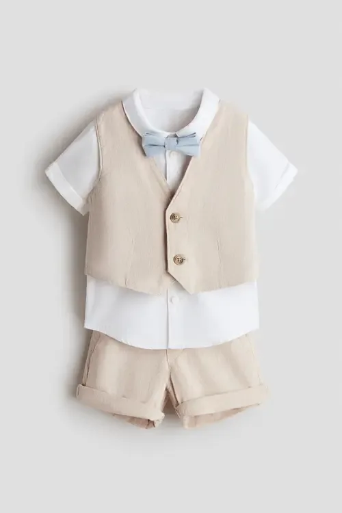 4-Piece Linen-Blend Dressy Set by H&M