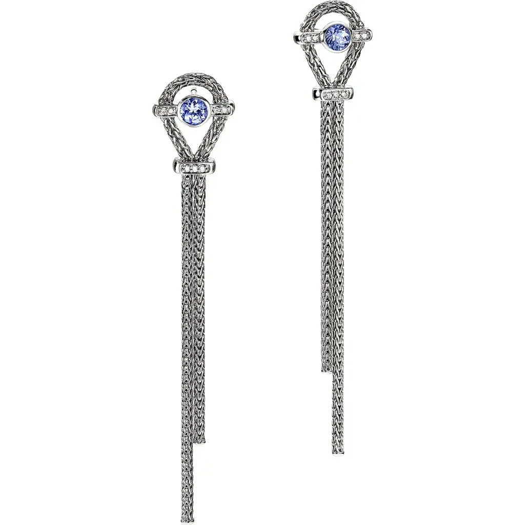 Icon Drop Earrings, Sterling Silver, Tanzanite, Diamonds by John Hardy