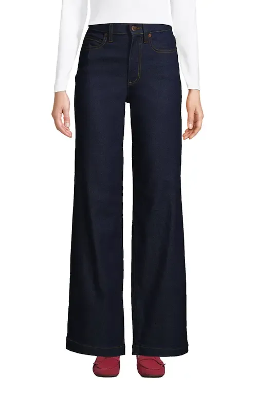 High Rise Wide Leg Denim Jeans by Lands' End