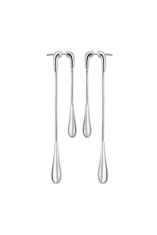 Double Drop Earrings Front and Back in Sterling Silver by Lucy Quartermaine