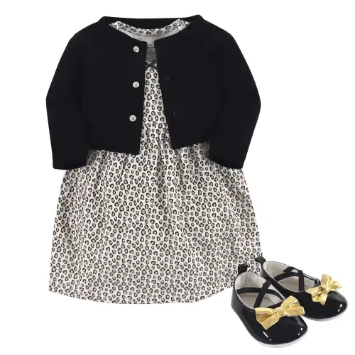 Cotton Dress, Cardigan & Shoe Set by Little Treasure