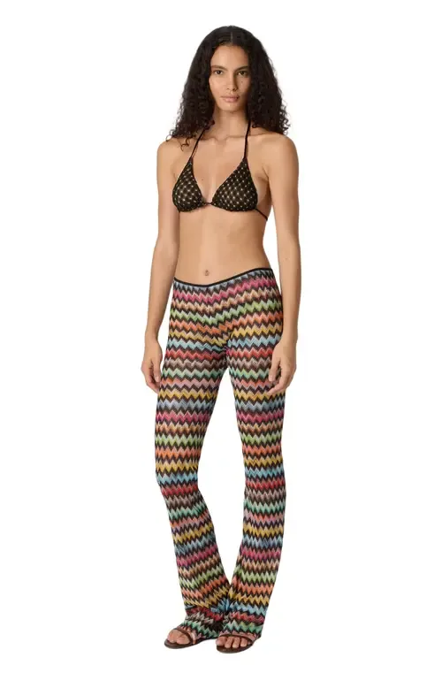 Flared Pants in Lamé Viscose with Micro Zigzag Pattern by Missoni