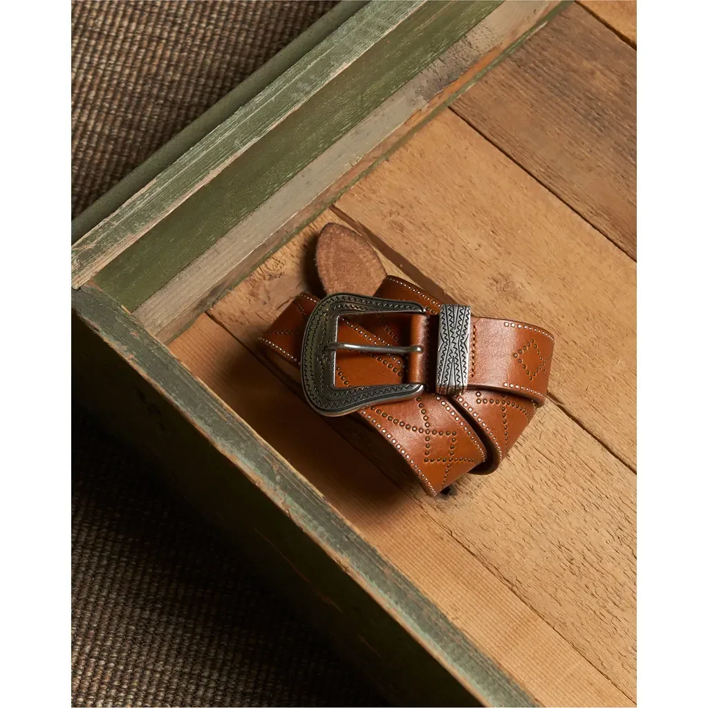 Tesla Calf Leather Belt with Studs by Fortela