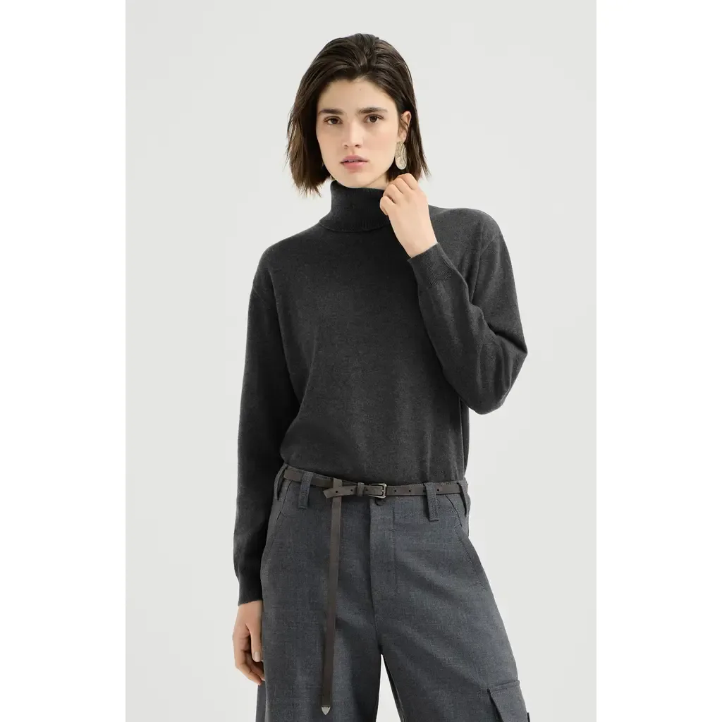 Cashmere Turtleneck Sweater with Monili by Brunello Cucinelli