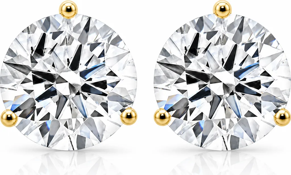 Certified 8 ct tw 14k Gold Lab Grown Round-Cut Diamond Martini Studs by Bliss Diamond