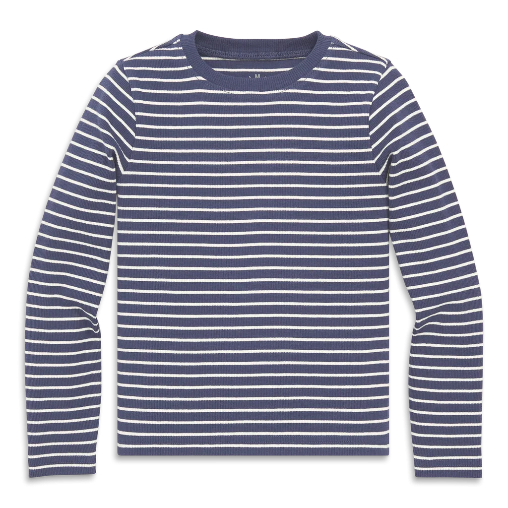 Long Sleeve Rib Tee in Stripe by Primary