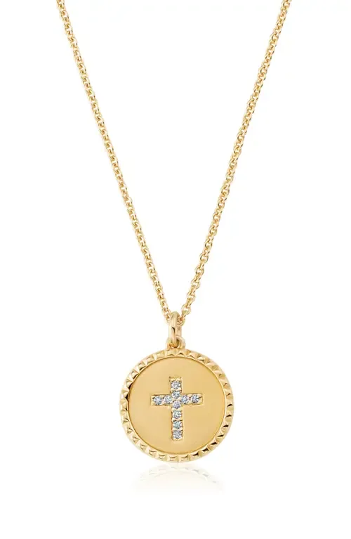 Brilliant Round Cross Medallion Pendant Necklace