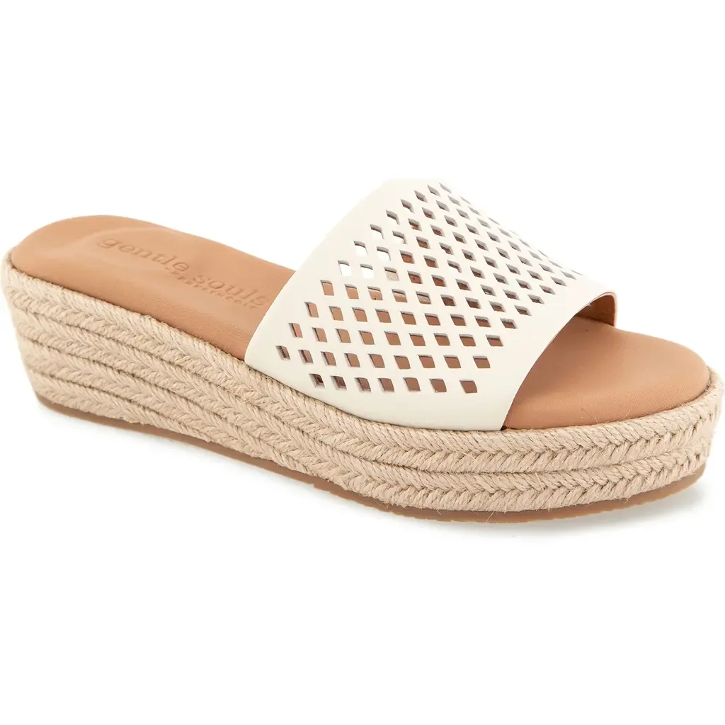Vandy Perforated Platform Slide Sandal - Stone Leather by Gentle Souls