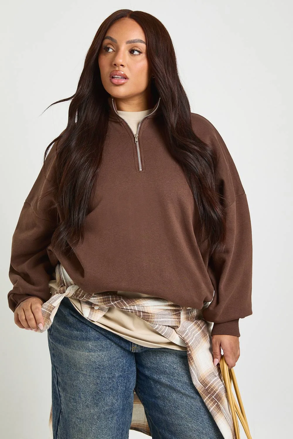 Oversized Half Zip Sweatshirt by boohoo