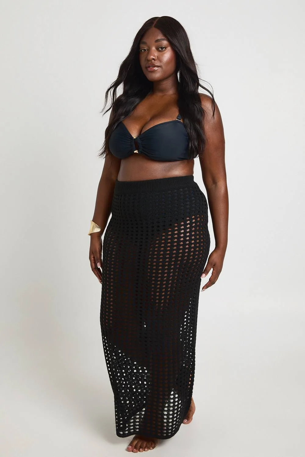 Crochet Knit Maxi Skirt by boohoo