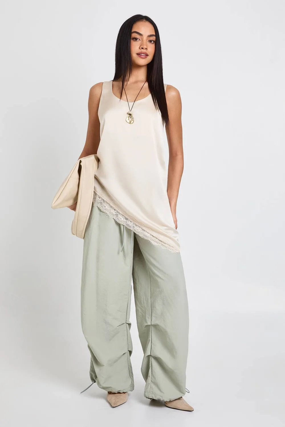 Scoop Neck Asymmetric Hem Cami Top by boohoo