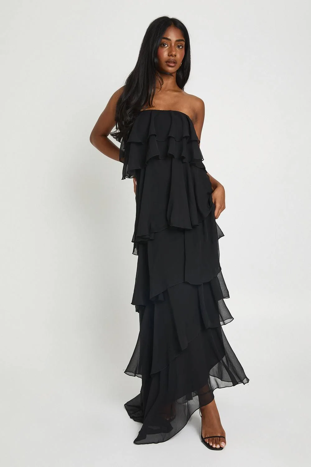 Chiffon Multi Layered Maxi Dress by boohoo
