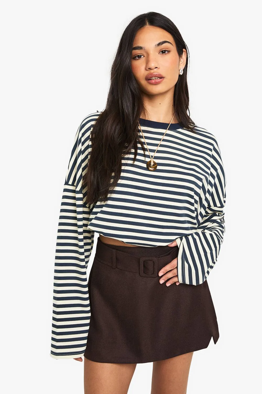 Belted Textured Mini Skirt by boohoo