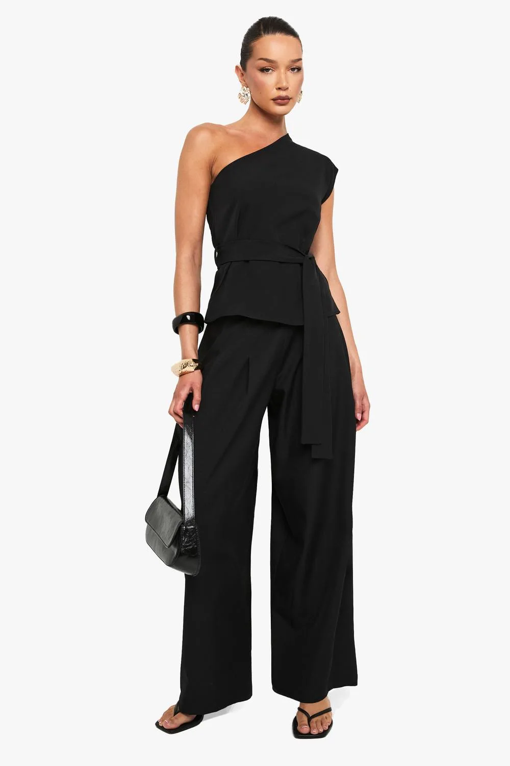Woven Hammered Extreme Wide Leg Trousers by boohoo