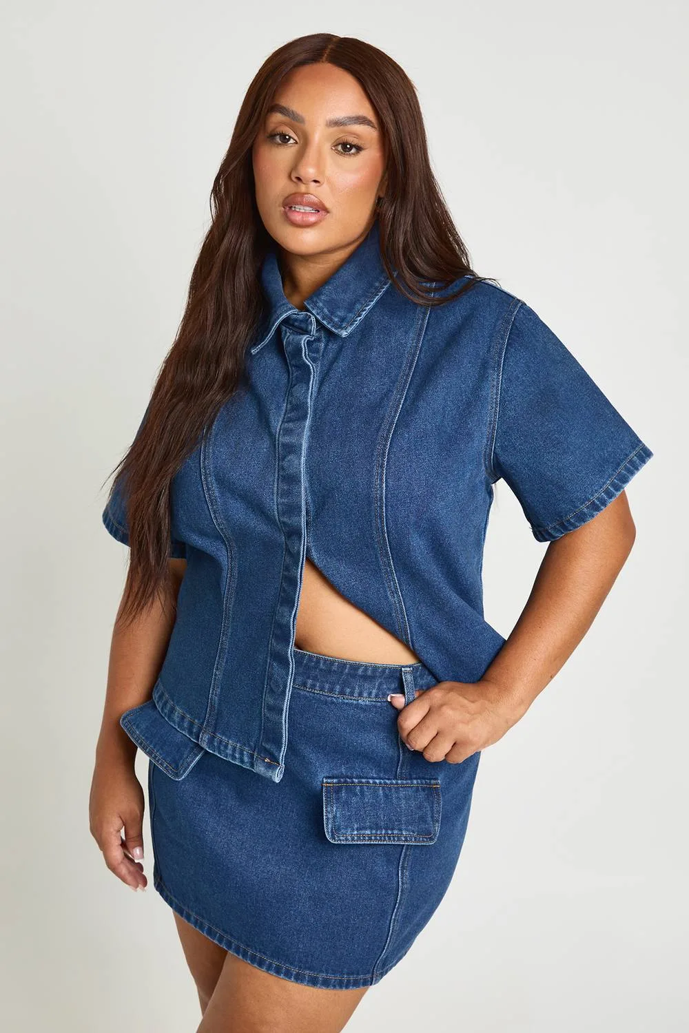 Pocket Detail Denim Mini Skirt by boohoo