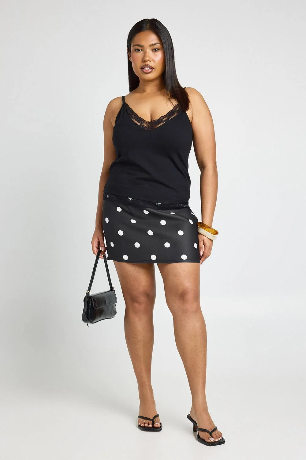 Polka Dot Bengaline Mini Skirt by boohoo