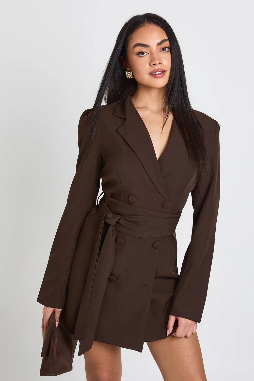 Obi Tie Waist Tailored Blazer Dress