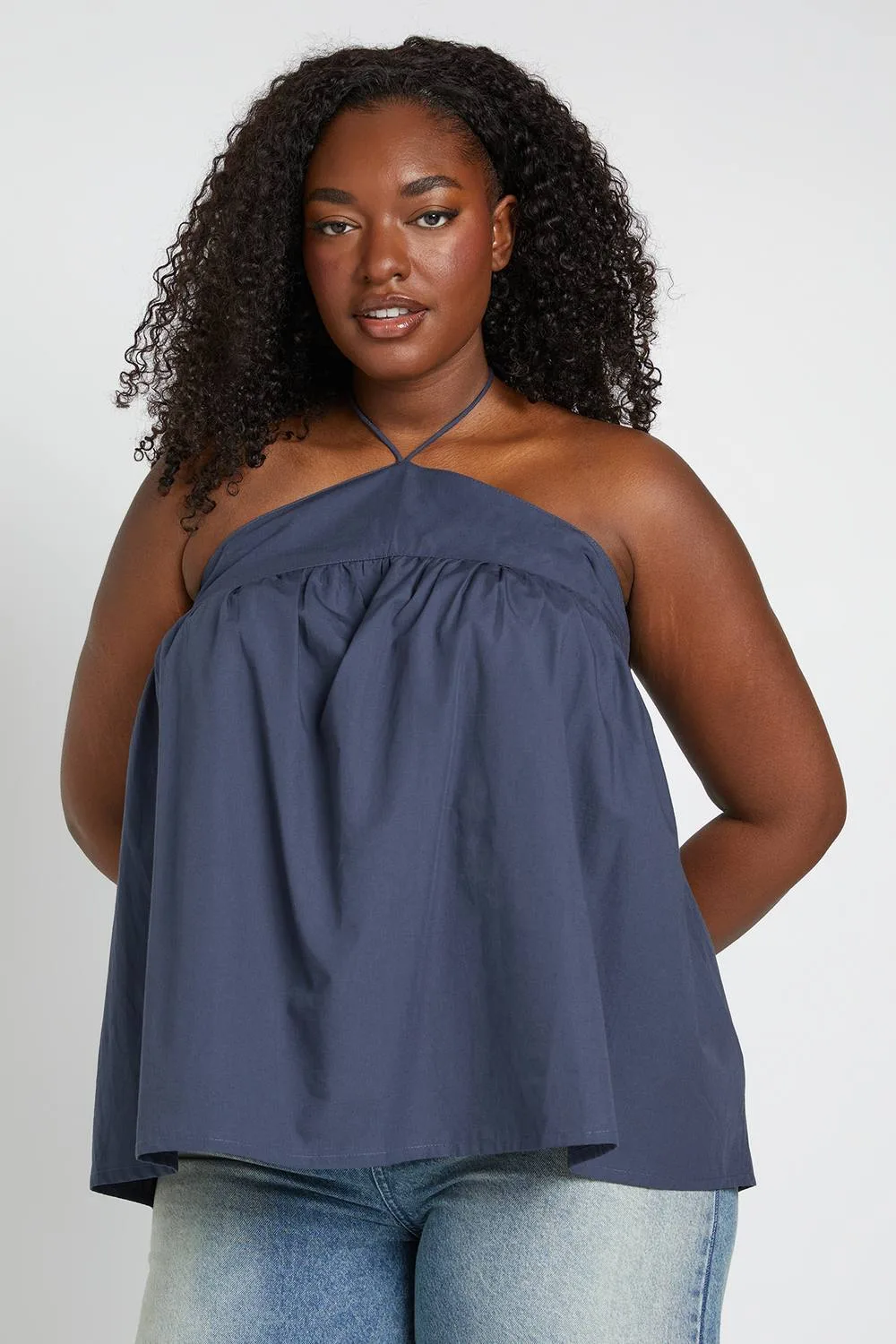 Smock Halter Neck Top by boohoo