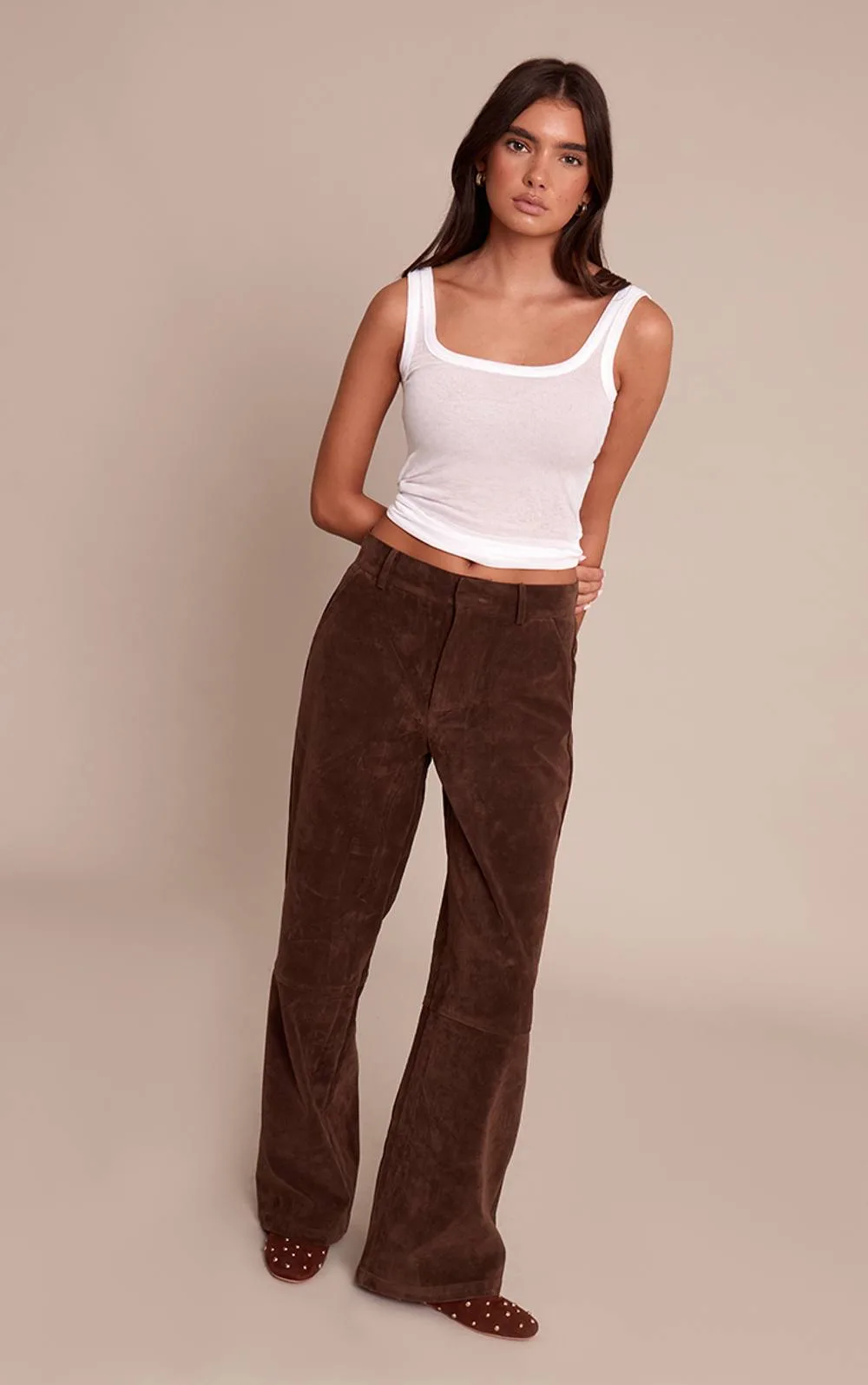 Suede Straight Leg Trousers Co-Ord by PrettyLittleThing