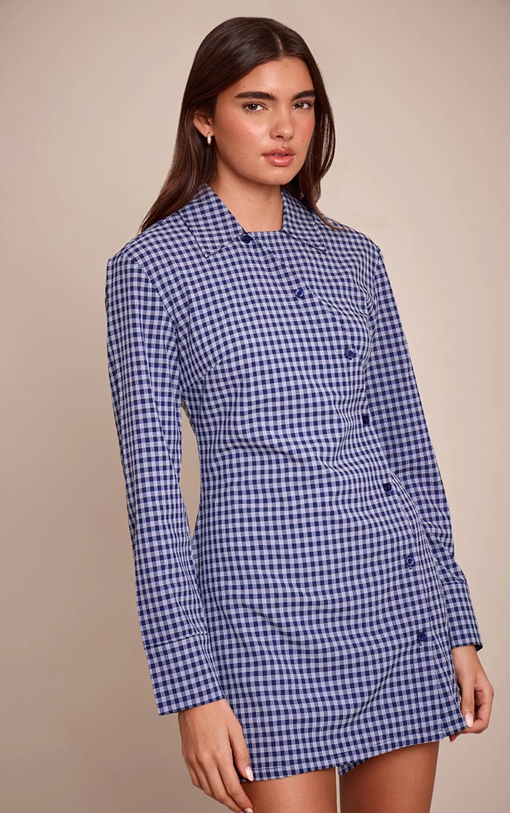 Check Button Down Shirt Dress by PrettyLittleThing