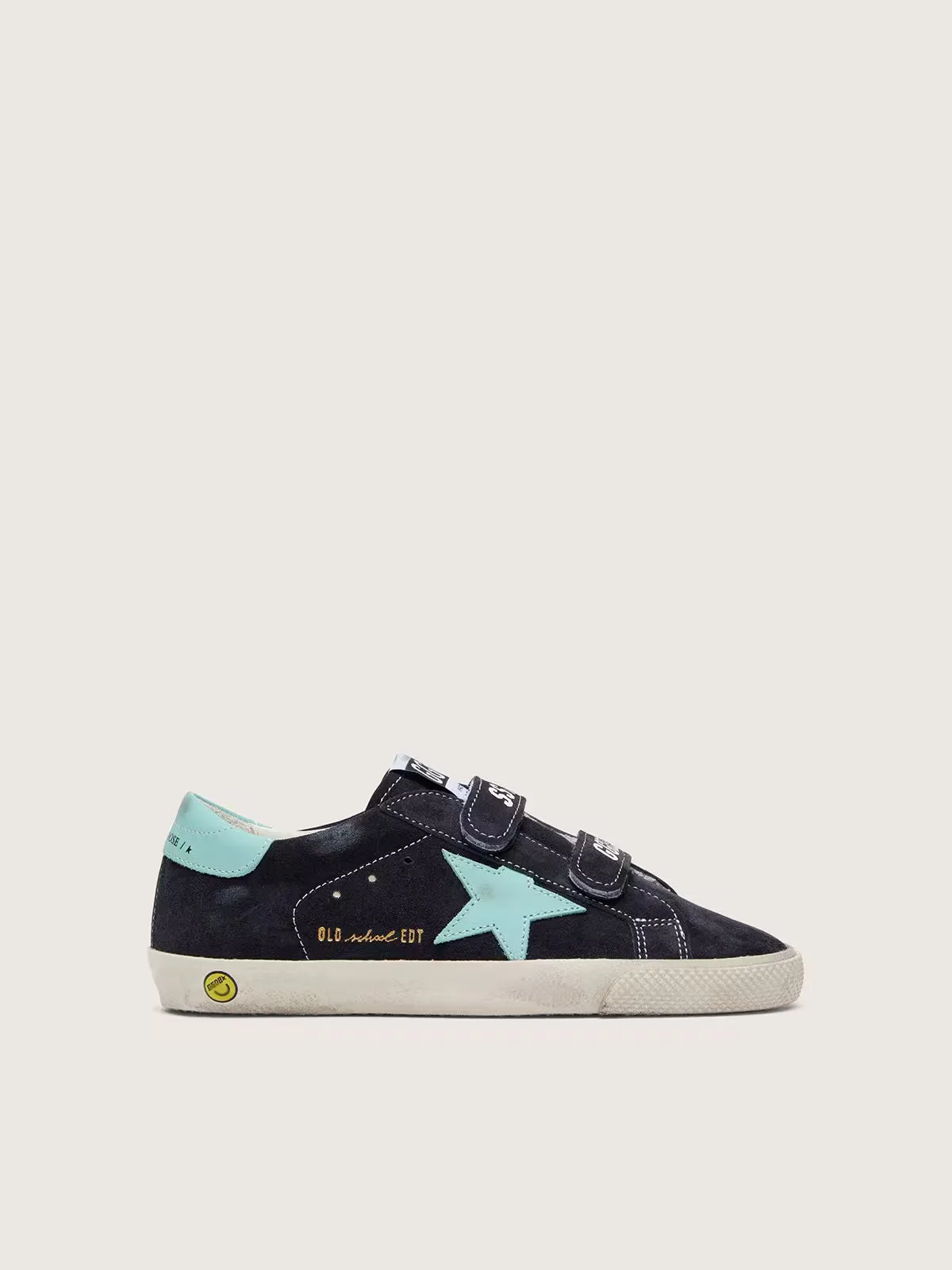 Old School in Dark Blue Suede with Turquoise Leather Star by Golden Goose