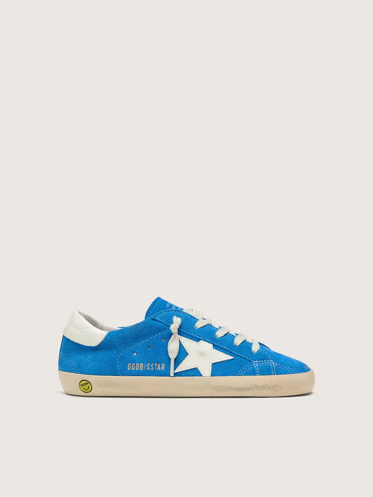 Super-Star in Bright Blue Suede with White Leather Star by Golden Goose