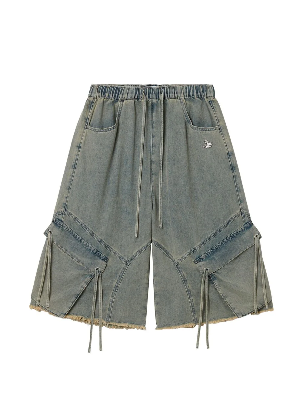 Drawstring Frayed Shorts by izzue