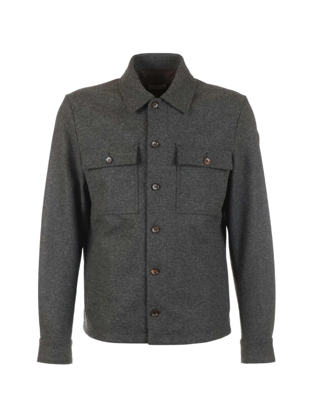 Logo-Patch Button-Up Shirt Jacket