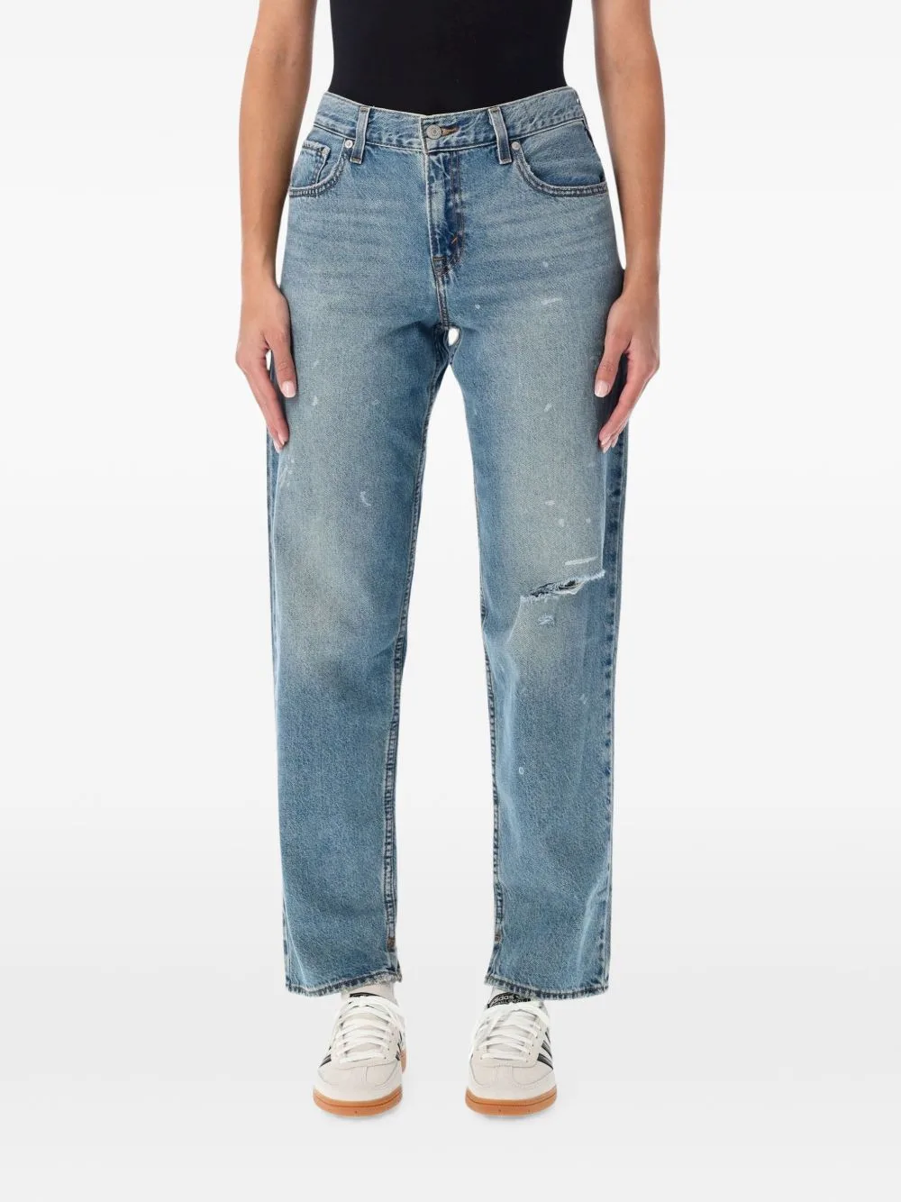 Distressed Cinched-Back Jeans by Levi's