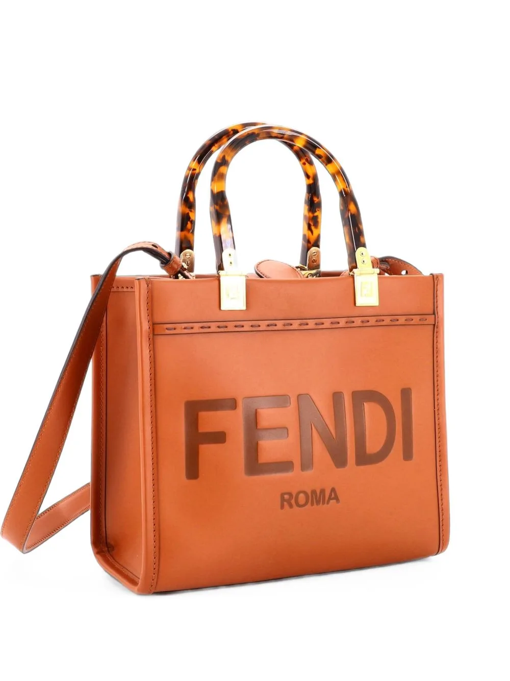 Sunshine Shopper Leather Small Tote Bag by Fendi Pre-Owned