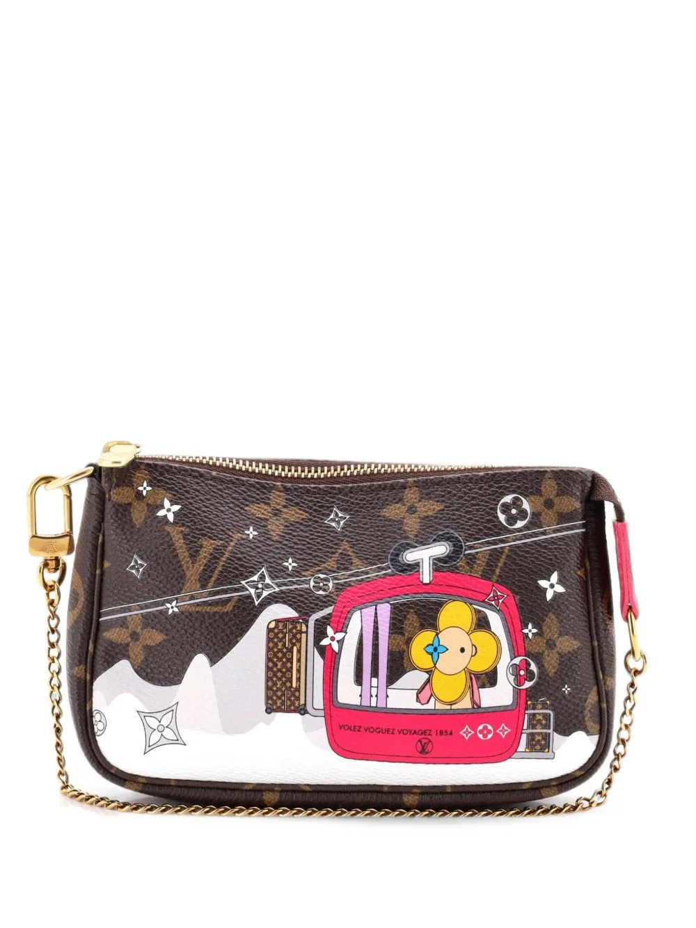 Pochette Accessoires Vivienne Xmas Monogram Canvas Mini Clutch Bag by Louis Vuitton Pre-Owned