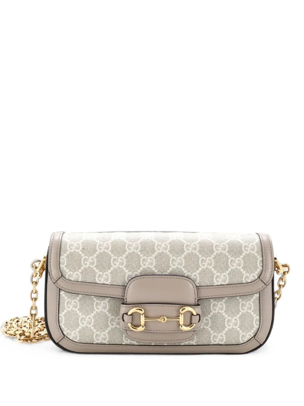 Horsebit 1955 Shoulder Bag GG Coated Canvas with Leather East West Crossbody Bag by Gucci Pre-Owned