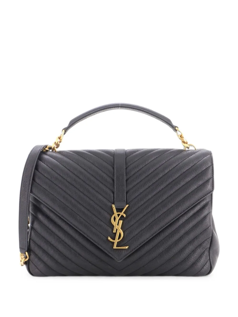 Classic Monogram College Bag Matelasse Chevron Leather Large Shoulder Bag by Saint Laurent Pre-Owned