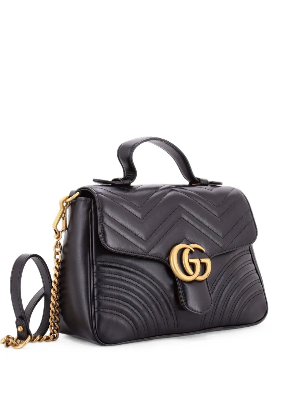 GG Marmont Top Handle Flap Bag Matelasse Leather Small Satchel