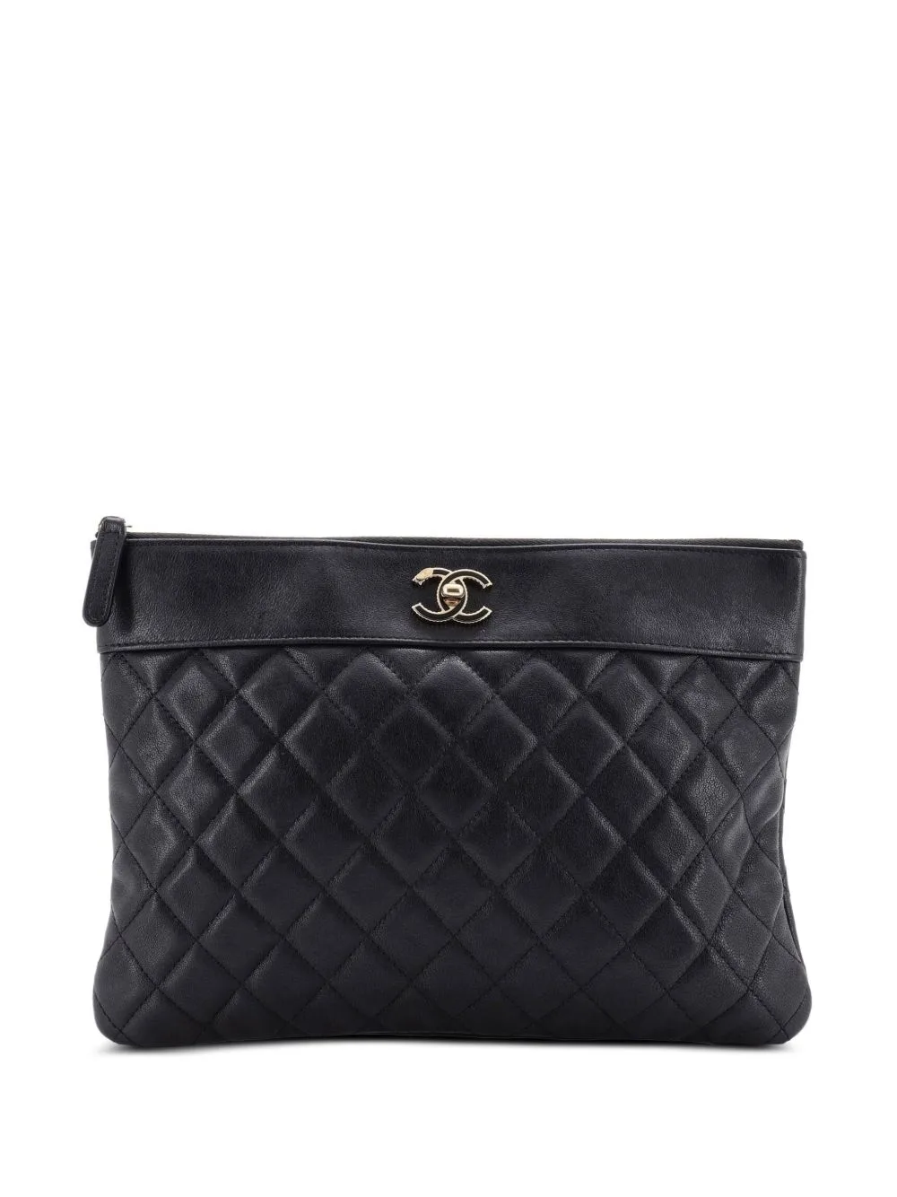 Mademoiselle O Case Quilted Sheepskin Medium Clutch Bag by CHANEL Pre-Owned