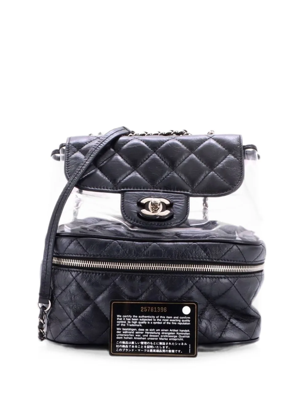 Zip Around Flap Quilted Crumpled Calfskin and PVC Small Backpack by CHANEL Pre-Owned