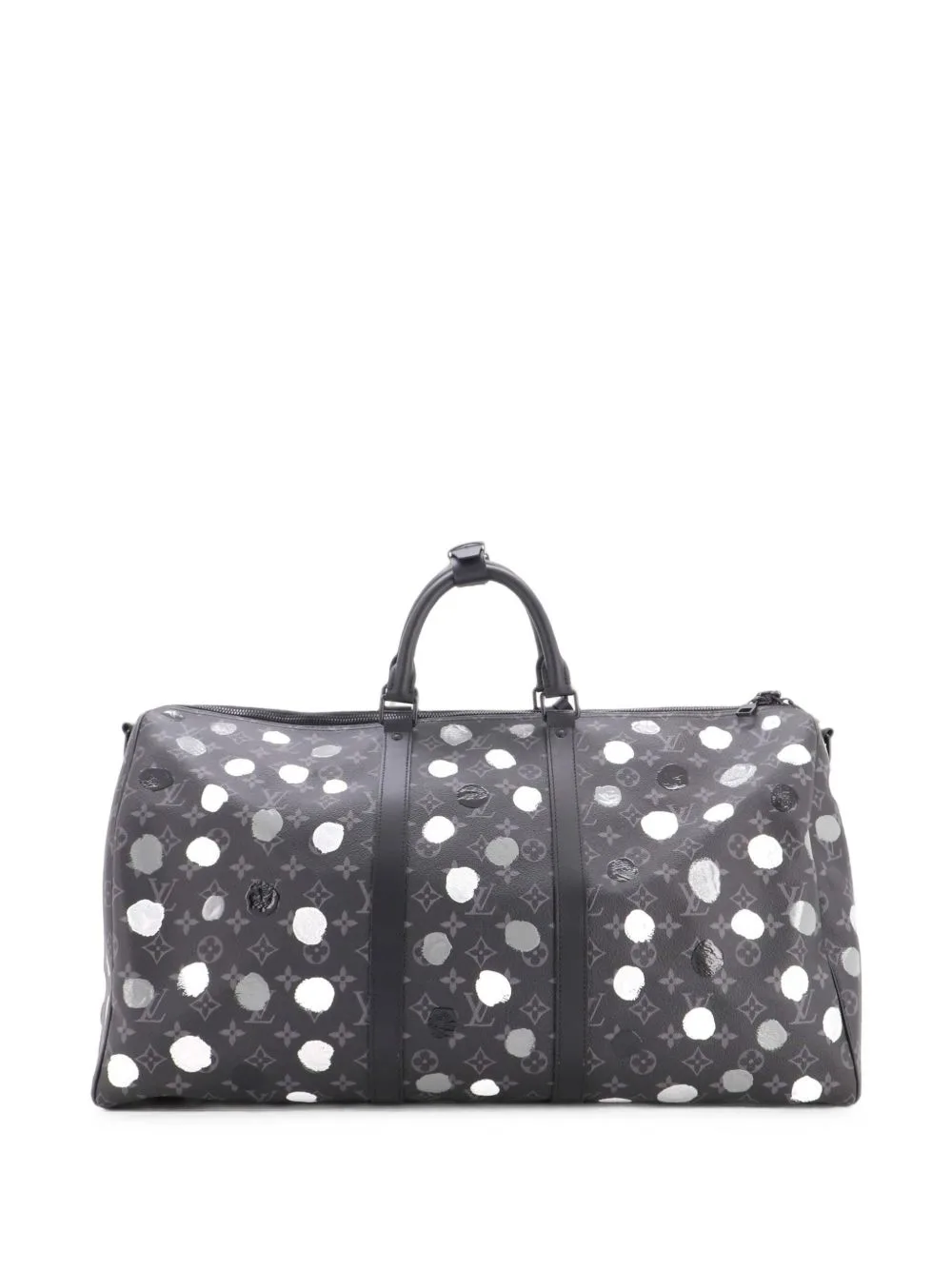 Keepall Bandouliere Bag Yayoi Kusama Painted Dots Monogram Eclipse Canvas 55 Travel Bag by Louis Vuitton Pre-Owned