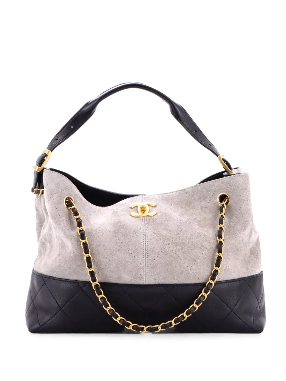 Coco Base Shopping Bag Quilted Suede and Lambskin Small Hobo Bag