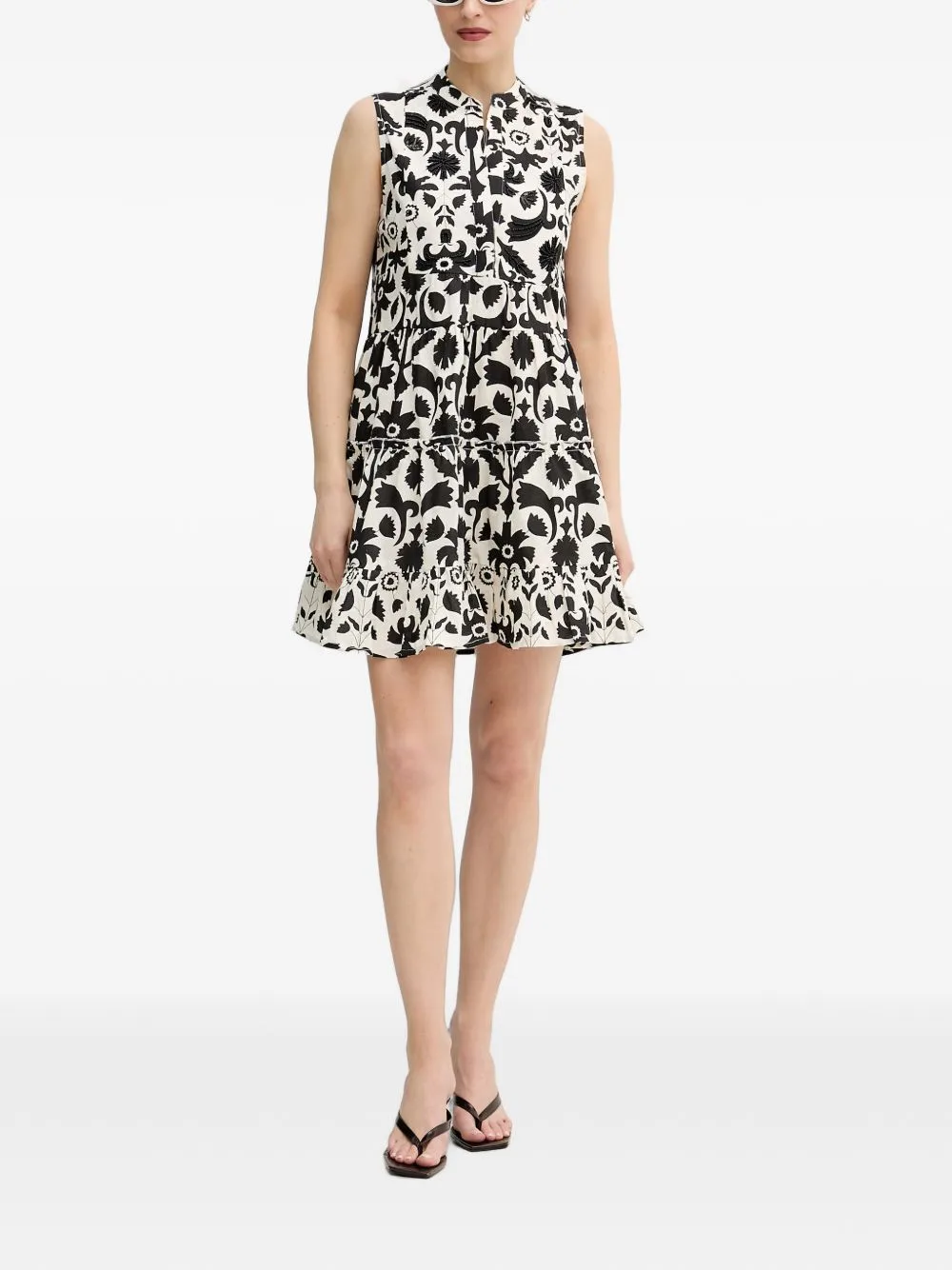 Bead-Embellished Tiered Mini Dress by Lola Casademunt