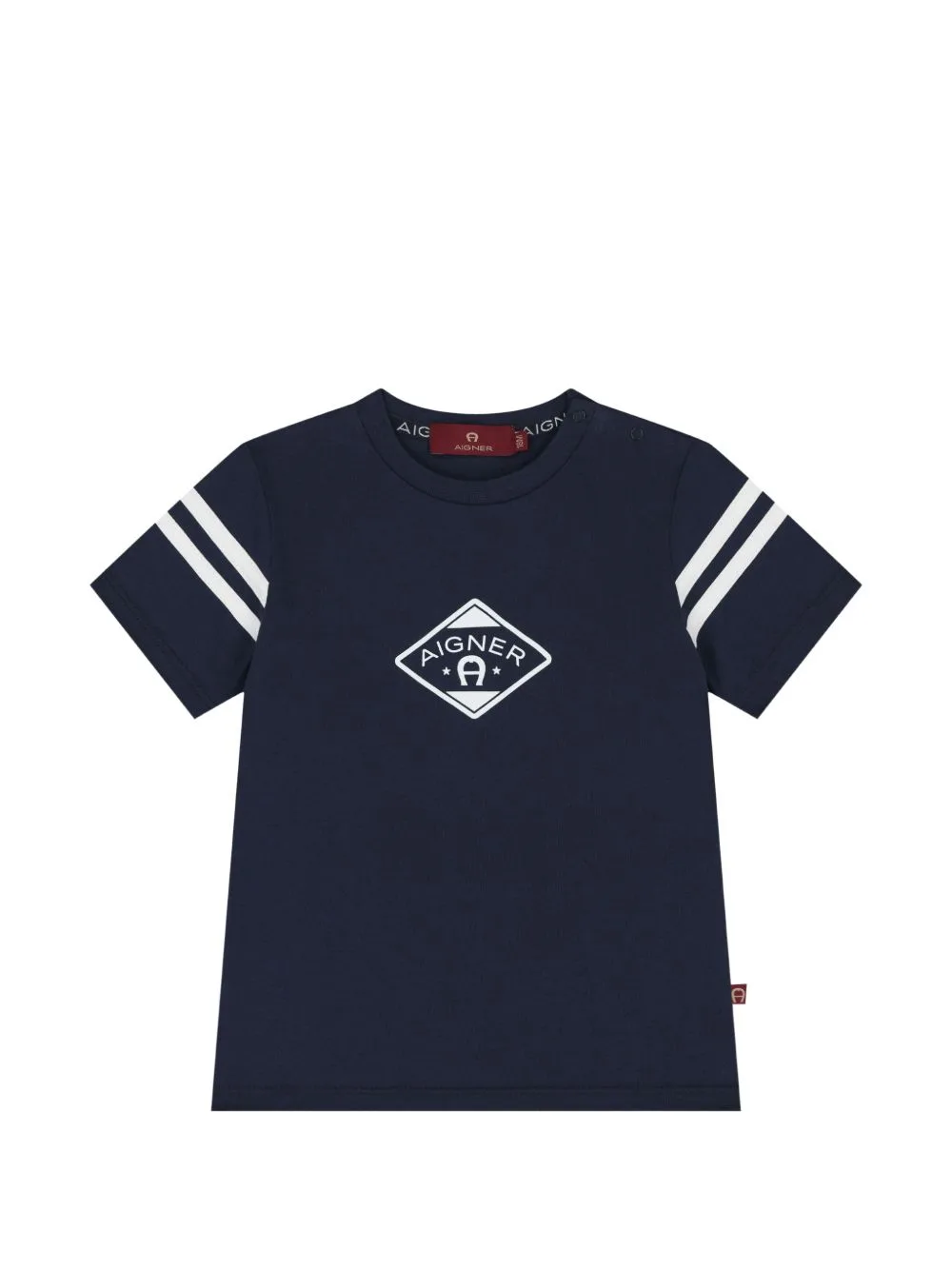 Logo-Print Striped-Sleeve T-Shirt by Aigner Kids