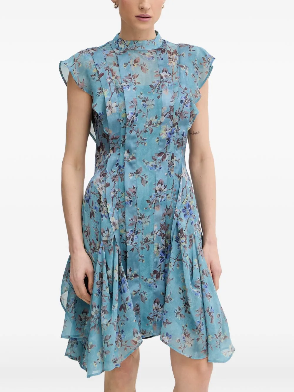 Floral-Print Ruffled-Detail Asymmetric Dress by AllSaints