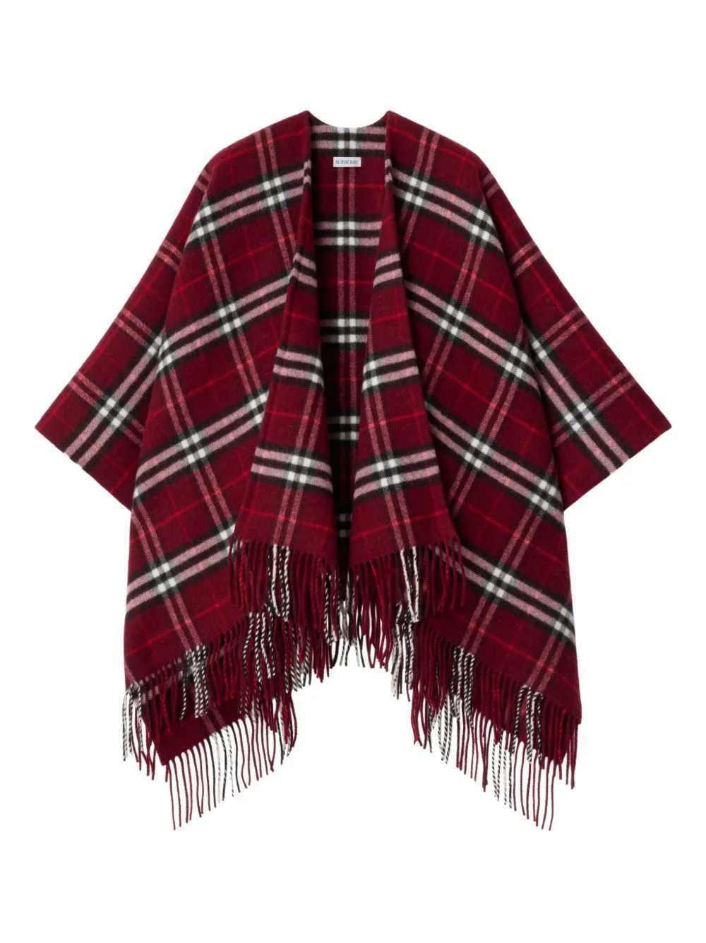 Check Wool Cashmere Cape by Burberry